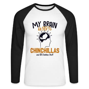 My Brain is 95% Chinchillas Longtail Longhair - Unisex Long Sleeve Baseball T-Shirt - white/black - Front - Nik (191cm)