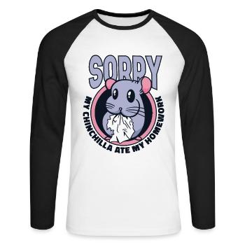 My Chinchilla Are My Homework Longtail Breeder - Unisex Long Sleeve Baseball T-Shirt - white/black - Front - Nik (191cm)