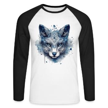 Fuchs Tierliebhaber Geschenk Wildtier Tier Motiv - Unisex Baseballshirt langarm - Weiß/Schwarz - Vorne - Nik (191cm)