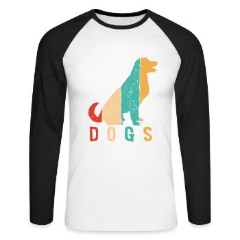 Chien propriétaire de chien mâle Wauwau rétro à quatre pattes - T-shirt baseball manches longues Homme - blanc/noir - Devant - Nik (191cm)