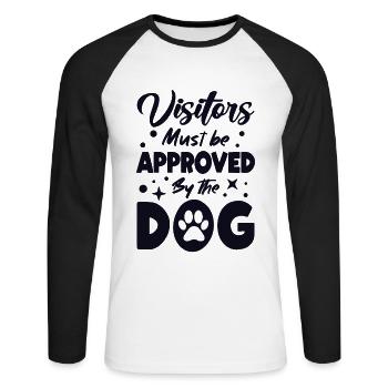 Visiteurs approuvés par le chien mâle à quatre pattes ami - T-shirt baseball manches longues Homme - blanc/noir - Devant - Nik (191cm)
