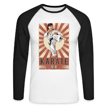 Karate - Unisex Baseballshirt langarm - Weiß/Schwarz - Vorne - Nik (191cm)