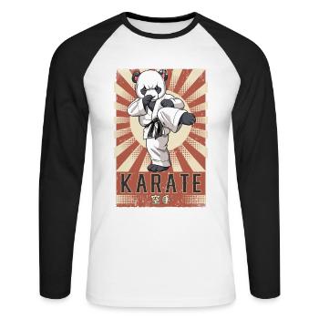 Karate - Unisex Baseballshirt langarm - Weiß/Schwarz - Vorne - Nik (191cm)