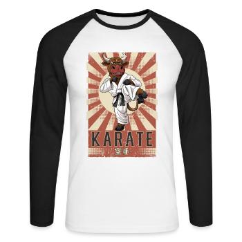 Karate - Unisex Baseballshirt langarm - Weiß/Schwarz - Vorne - Nik (191cm)