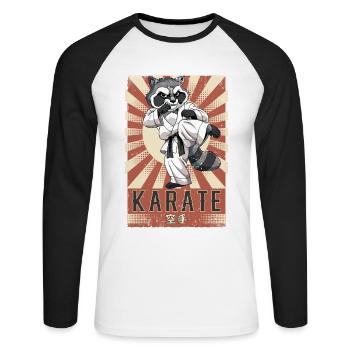 Karate - Unisex Baseballshirt langarm - Weiß/Schwarz - Vorne - Nik (191cm)