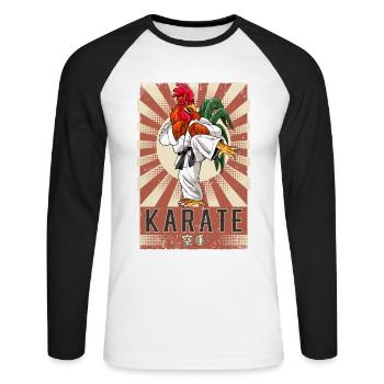 Karate - Unisex Baseballshirt langarm - Weiß/Schwarz - Vorne - Nik (191cm)