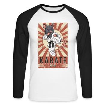 Karate - Unisex Baseballshirt langarm - Weiß/Schwarz - Vorne - Nik (191cm)