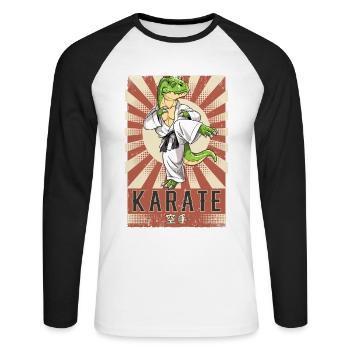 Karate - Unisex Baseballshirt langarm - Weiß/Schwarz - Vorne - Nik (191cm)