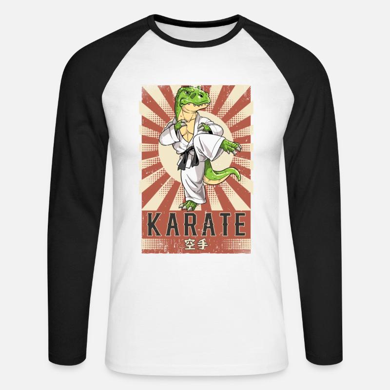 Karate - Unisex Baseballshirt langarm - Weiß/Schwarz