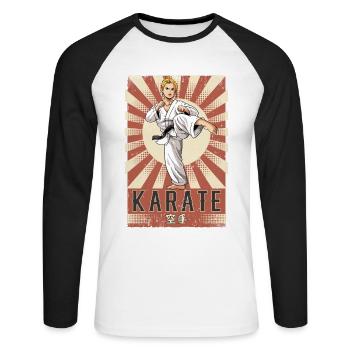 Karate - Unisex Baseballshirt langarm - Weiß/Schwarz - Vorne - Nik (191cm)