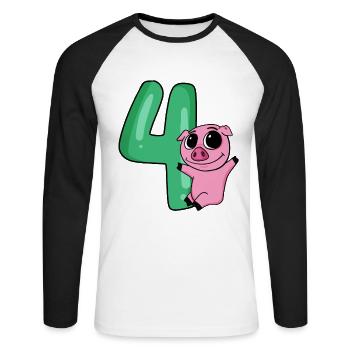 4 birthday 4 years old with animal motif - four - Unisex Long Sleeve Baseball T-Shirt - white/black - Front - Nik (191cm)