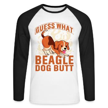 Devinez ce que Beagle Dog Butt - T-shirt baseball manches longues Homme - blanc/noir - Devant - Nik (191cm)