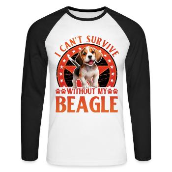 Je ne peux pas survivre sans mon Beagle - T-shirt baseball manches longues Homme - blanc/noir - Devant - Nik (191cm)