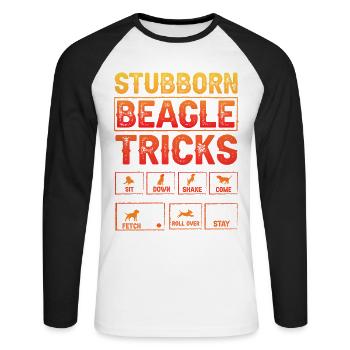 Stubborn Beagle Tricks - Unisex Baseballshirt langarm - Weiß/Schwarz - Vorne - Nik (191cm)