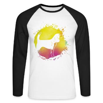 Beagle - T-shirt baseball manches longues Homme - blanc/noir - Devant - Nik (191cm)