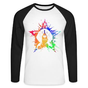 Beagle - T-shirt baseball manches longues Homme - blanc/noir - Devant - Nik (191cm)