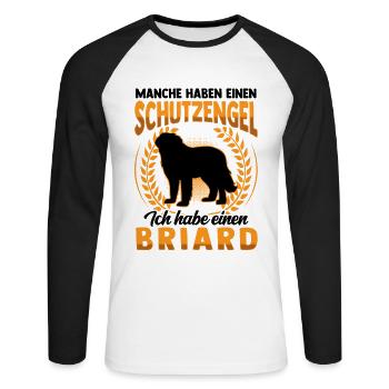 Briard ist mein Schutzengel Berger de Brie - Unisex Baseballshirt langarm - Weiß/Schwarz - Vorne - Nik (191cm)