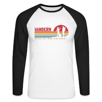 Wandern mehr als ein Hobby Hiking Trekking - Unisex Baseballshirt langarm - Weiß/Schwarz - Vorne - Nik (191cm)