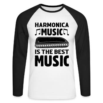 Harmonica Music est le meilleur harmonie de musicien - T-shirt baseball manches longues Homme - blanc/noir - Devant - Nik (191cm)