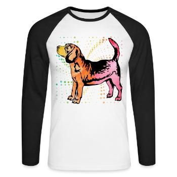 Beagle - T-shirt baseball manches longues Homme - blanc/noir - Devant - Nik (191cm)