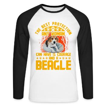 La meilleure protection qu’une femme puisse avoir est un beagle - T-shirt baseball manches longues Homme - blanc/noir - Devant - Nik (191cm)