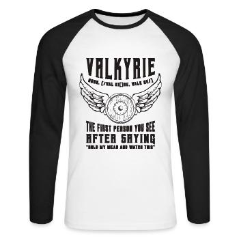 Valkyrie The First Person You See Norse Goddess - Unisex Baseballshirt langarm - Weiß/Schwarz - Vorne - Nik (191cm)
