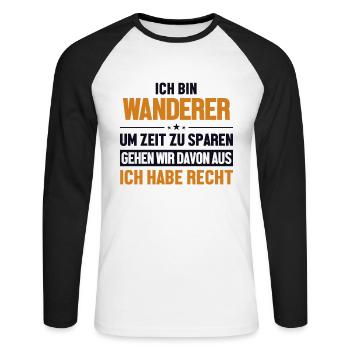 Wanderer haben immer Recht Trekking Bergwandern - Unisex Baseballshirt langarm - Weiß/Schwarz - Vorne - Nik (191cm)