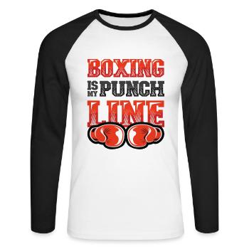 La boxe est ma punchline, les boxeurs, les arts martiaux - T-shirt baseball manches longues Homme - blanc/noir - Devant - Nik (191cm)