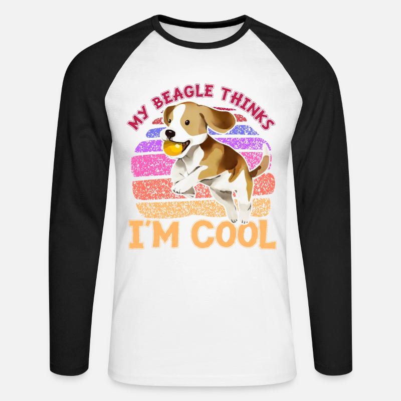 My Beagle thinks I'm cool - Unisex Baseballshirt langarm - Weiß/Schwarz