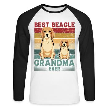 Meilleure grand-mère Beagle de tous les temps - T-shirt baseball manches longues Homme - blanc/noir - Devant - Nik (191cm)