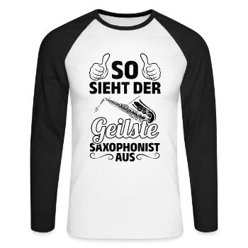 This Is What The Hottest Saxophonist Look Like Hot - Unisex Baseballshirt langarm - Weiß/Schwarz - Vorne - Nik (191cm)