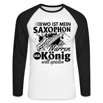 Where Is My Saxophone You Fools The King Wants To - Unisex Baseballshirt langarm - Weiß/Schwarz - Vorne - Nik (191cm)