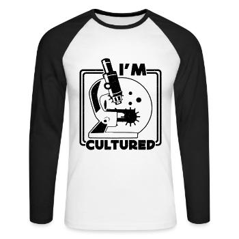 Je suis cultivé Microbiologie Science Microbiologistes - T-shirt baseball manches longues Homme - blanc/noir - Devant - Nik (191cm)