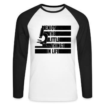 Profitez de petites choses Microbiologistes médicaux rétro - T-shirt baseball manches longues Homme - blanc/noir - Devant - Nik (191cm)