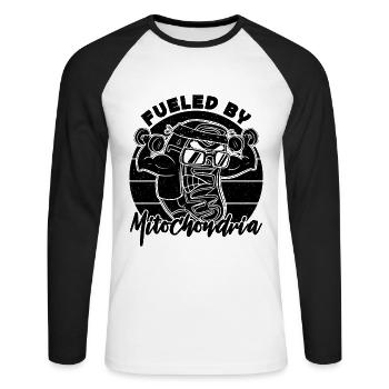 Fueled By Mitochondria Scientist Microbiologists - Unisex Long Sleeve Baseball T-Shirt - white/black - Front - Nik (191cm)