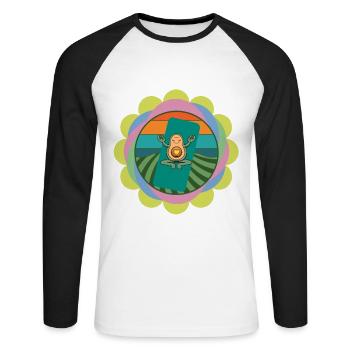Avocado macht Yoga - Unisex Baseballshirt langarm - Weiß/Schwarz - Vorne - Nik (191cm)
