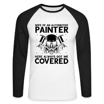 Car painter offer for coachbuilders - Unisex Long Sleeve Baseball T-Shirt - white/black - Front - Nik (191cm)