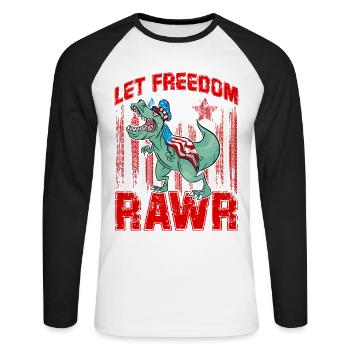 Que la liberté soit rawr - T-shirt baseball manches longues Homme - blanc/noir - Devant - Nik (191cm)