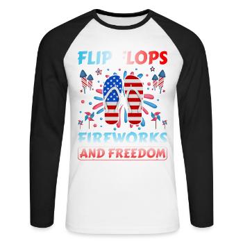 Flip Flops Fireworks and freedom - Unisex Long Sleeve Baseball T-Shirt - white/black - Front - Nik (191cm)
