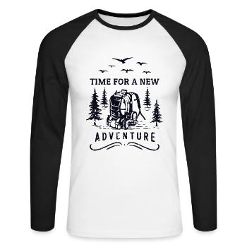 Time For A New Adventure Trekking Bergwandern - Unisex Baseballshirt langarm - Weiß/Schwarz - Vorne - Nik (191cm)