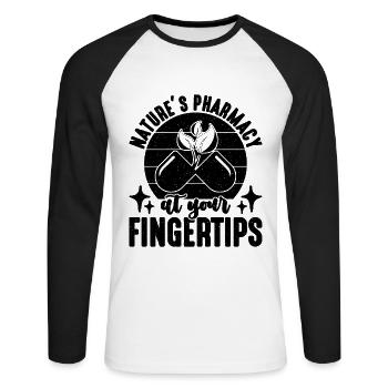 Nature's Pharmacy At Your Medicine Herbs Herbalist - Unisex Baseballshirt langarm - Weiß/Schwarz - Vorne - Nik (191cm)