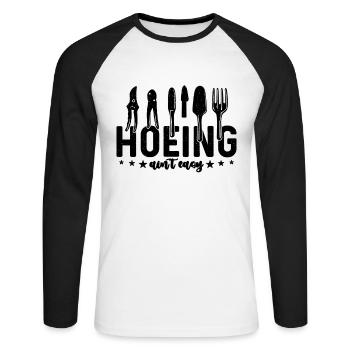 Hoeing Ain't Easy Herbalism Herb Lover Herbalist - Unisex Baseballshirt langarm - Weiß/Schwarz - Vorne - Nik (191cm)