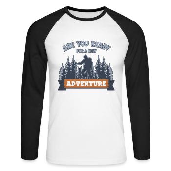Ready For New Adventure Hiking Trekking - Unisex Baseballshirt langarm - Weiß/Schwarz - Vorne - Nik (191cm)