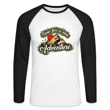Time For New Adventure Bergwandern Hiking - Unisex Baseballshirt langarm - Weiß/Schwarz - Vorne - Nik (191cm)