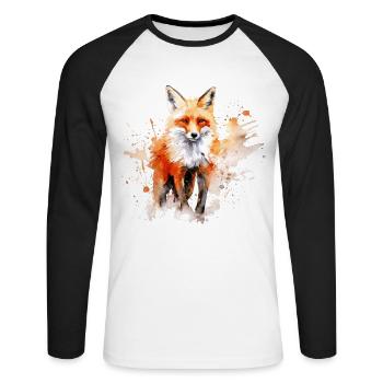 Fuchs Tierliebhaber Geschenk Wildtier Tier Motiv - Unisex Baseballshirt langarm - Weiß/Schwarz - Vorne - Nik (191cm)