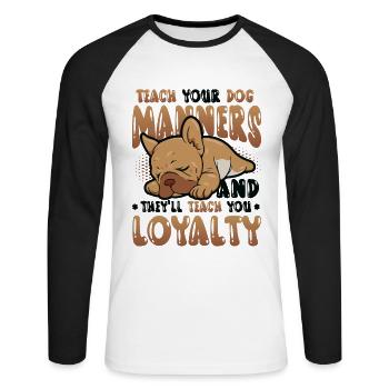 Teach Your Dog Manners, Dog Trainer - Unisex Long Sleeve Baseball T-Shirt - white/black - Front - Nik (191cm)