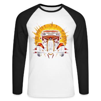 Heiße Sonne, Hot Rod Sportwagen - Unisex Baseballshirt langarm - Weiß/Schwarz - Vorne - Nik (191cm)