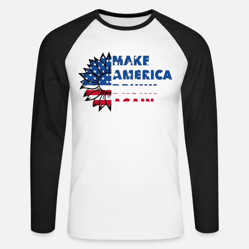Make America Drunk again - Unisex Baseballshirt langarm - Weiß/Schwarz