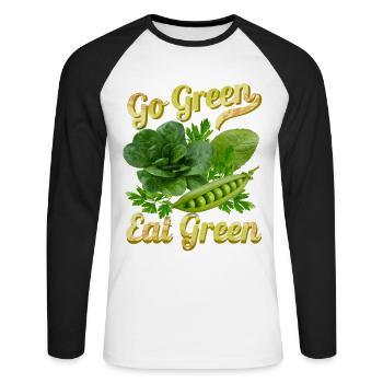 Grünes Gemüse, lustiger Spruch Veganer, Vegetarier - Unisex Baseballshirt langarm - Weiß/Schwarz - Vorne - Nik (191cm)