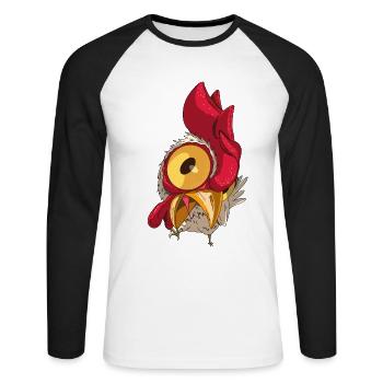 Funny chicken farm rooster from the chicken farm - Unisex Long Sleeve Baseball T-Shirt - white/black - Front - Nik (191cm)